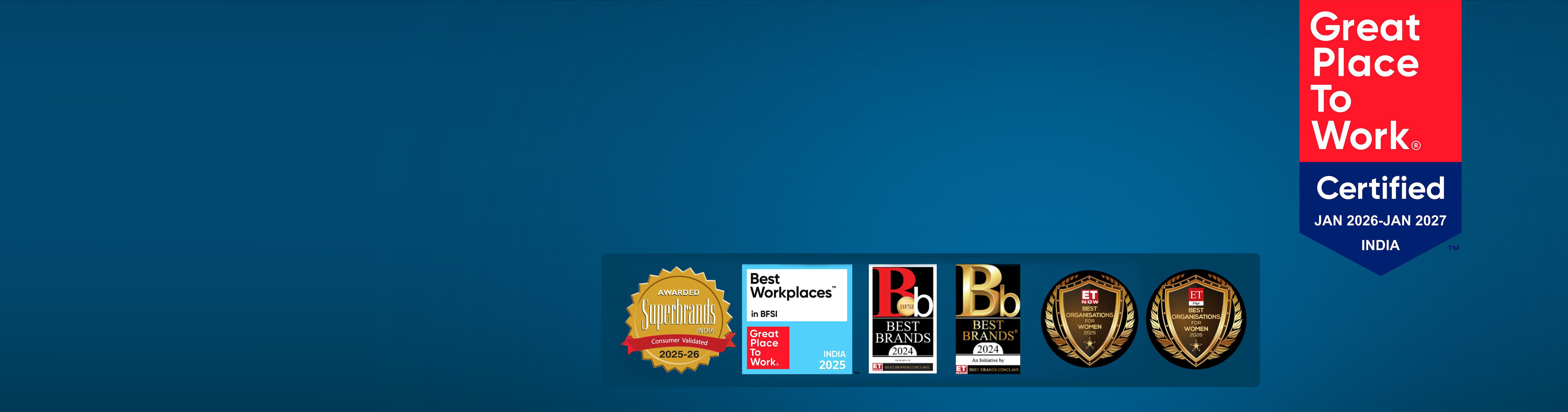 Muthoot FinCorp careers banner with awards and certification badges.